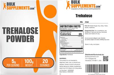 Photo of the BulkSupplements.com Trehalose Powder 5 g label