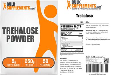 Photo of the BulkSupplements.com Trehalose Powder 5 g label