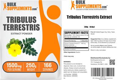 Photo of the BulkSupplements.com Tribulus terrestris Extract Powder 1500 mg label