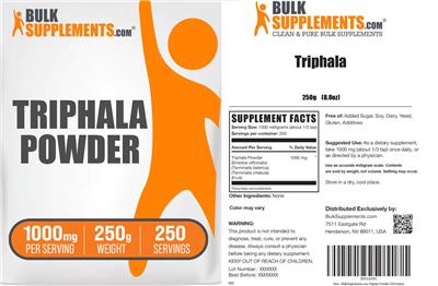 Photo of the BulkSupplements.com Triphala label