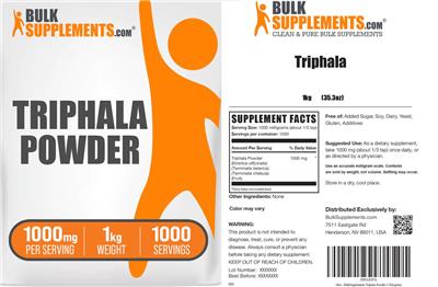 Photo of the BulkSupplements.com Triphala Powder 1000 mg label
