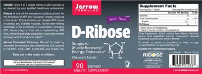 Photo of the Jarrow Formulas D-Ribose Berry Flavor label
