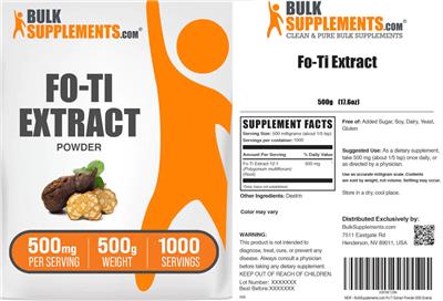 Photo of the BulkSupplements.com Fo-Ti Extract Powder 500 mg label