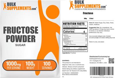Photo of the BulkSupplements.com Fructose label