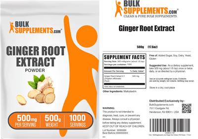 Photo of the BulkSupplements.com Ginger Root Extract Powder 500 mg label