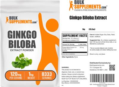 Photo of the BulkSupplements.com Ginkgo biloba Extract Powder 120 mg label
