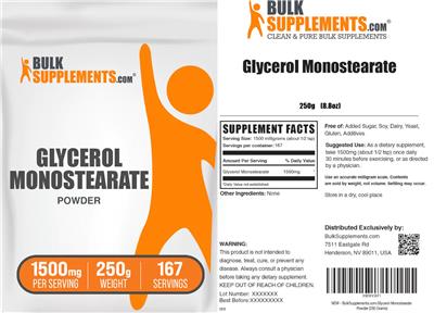 Photo of the BulkSupplements.com Glycerol Monostearate label