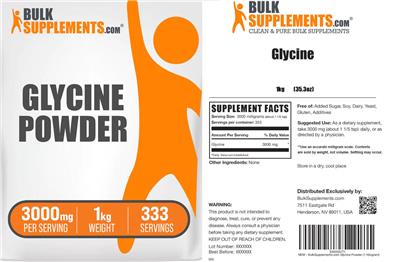 Photo of the BulkSupplements.com Glycine label
