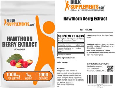 Photo of the BulkSupplements.com Hawthorn Berry Extract Powder 1000 mg label