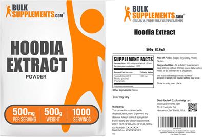 Photo of the BulkSupplements.com Hoodia Extract label