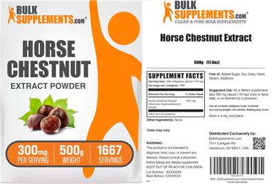 Photo of the BulkSupplements.com Horse Chestnut Extract Powder 300 mg label
