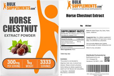Photo of the BulkSupplements.com Horse Chestnut Extract Powder 300 mg label