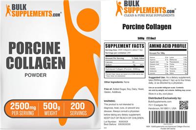 Photo of the BulkSupplements.com Porcine Collagen Powder 2500 mg label