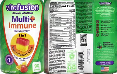 Photo of the vitafusion Multi+ Immune Tangerine + Strawberry Flavor label