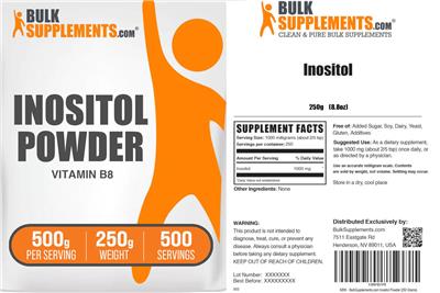 Photo of the BulkSupplements.com Inositol Powder 500 g label