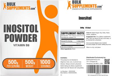 Photo of the BulkSupplements.com Inositol Powder 500 g label