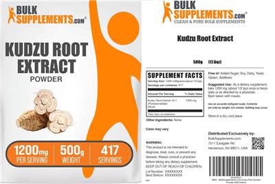 Photo of the BulkSupplements.com Kudzu Root Extract Powder 1200 mg label