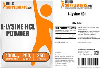 Photo of the BulkSupplements.com L-Lysine HCl Powder 1000 mg label
