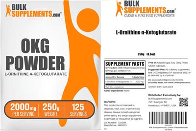 Photo of the BulkSupplements.com OKG Powder 2000 mg label