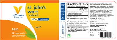 Photo of the The Vitamin Shoppe St. John's Wort Extract 300 mg label