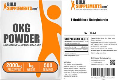 Photo of the BulkSupplements.com OKG Powder 2000 mg label