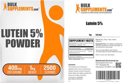 Photo of the BulkSupplements.com Lutein 5% Powder 400 mg label