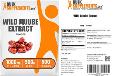 Photo of the BulkSupplements.com Wild Jujube Extract Powder 1000 mg label