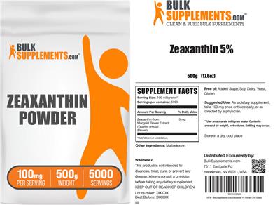Photo of the BulkSupplements.com Zeaxanthin Powder 100 mg label