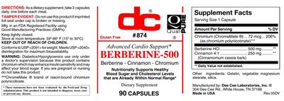 Photo of the DC Berberine-500 label