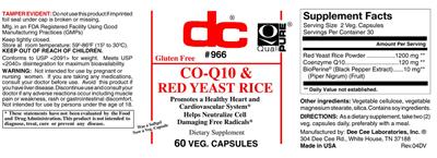 Photo of the DC Co-Q10 & Red Yeast Rice label