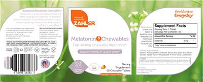 Photo of the Advanced Nutrition by Zahler Melatonin Chewables 5 mg Orange Flavor label