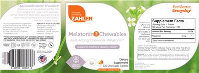 Photo of the Advanced Nutrition by Zahler Melatonin Chewables 5 mg Orange Flavor label