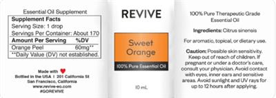Product label for Sweet Orange