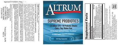 Label of Supreme Probiotics