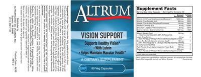 Photo of the Altrum Vision Support label