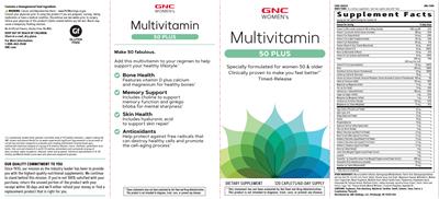 Photo of the GNC Women's Multivitamin 50 Plus label