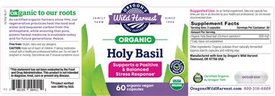 Photo of the Oregon's Wild Harvest Holy Basil label