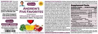 Photo of the ProCaps Laboratories Andrew's Five Favorites label
