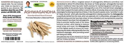 Photo of the ProCaps Laboratories Ashwagandha label