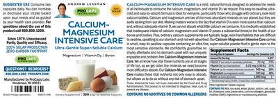 Photo of the ProCaps Laboratories Calcium-Magnesium Intensive Care label