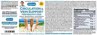 Photo of the ProCaps Circulation & Vein Support for Healthy Legs label