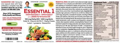 Photo of the ProCaps Laboratories Essential 1 with 2000 IU Vitamin D3 label
