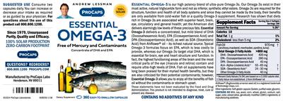 Photo of the ProCaps Essential Omega-3 label