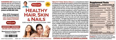 Photo of the ProCaps Healthy Hair, Skin & Nails label
