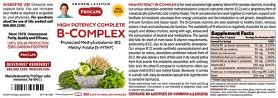 Photo of the ProCaps High Potency B-Complex label