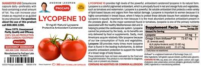 Photo of the ProCaps Laboratories Lycopene 10 mg label