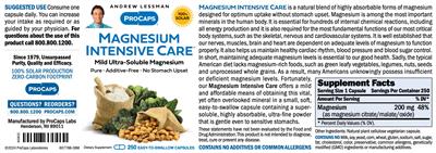 Photo of the ProCaps Magnesium Intensive Care label