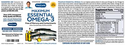 Photo of the ProCaps Maximum Essential Omega-3 label