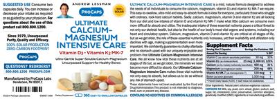 Photo of the ProCaps Laboratories Ultimate Calcium-Magnesium Intensive Care label