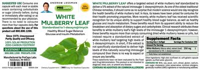 Photo of the ProCaps Laboratories White Mulberry Leaf label